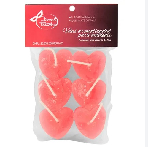 Vela Decorativa Em Formato De Coração Com 6 Unid. Brasil Fetiche